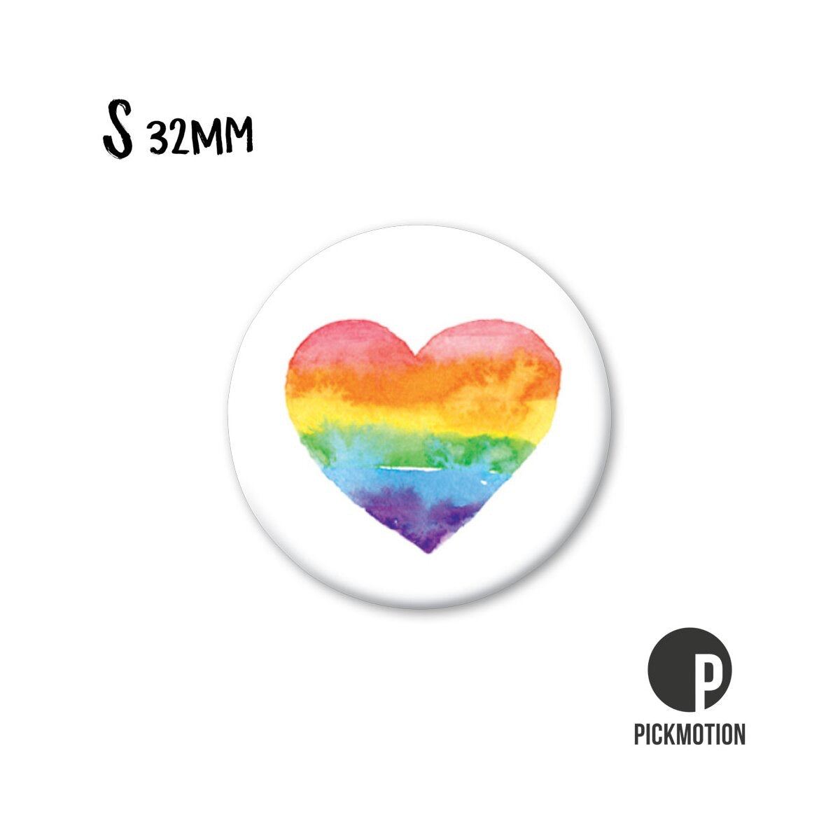 Magnet round 32mm "Rainbow Heart"