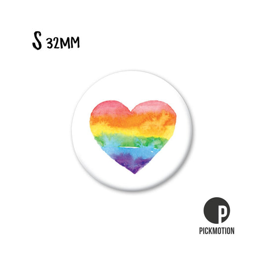 Magneet rond 32mm "Rainbow Heart"