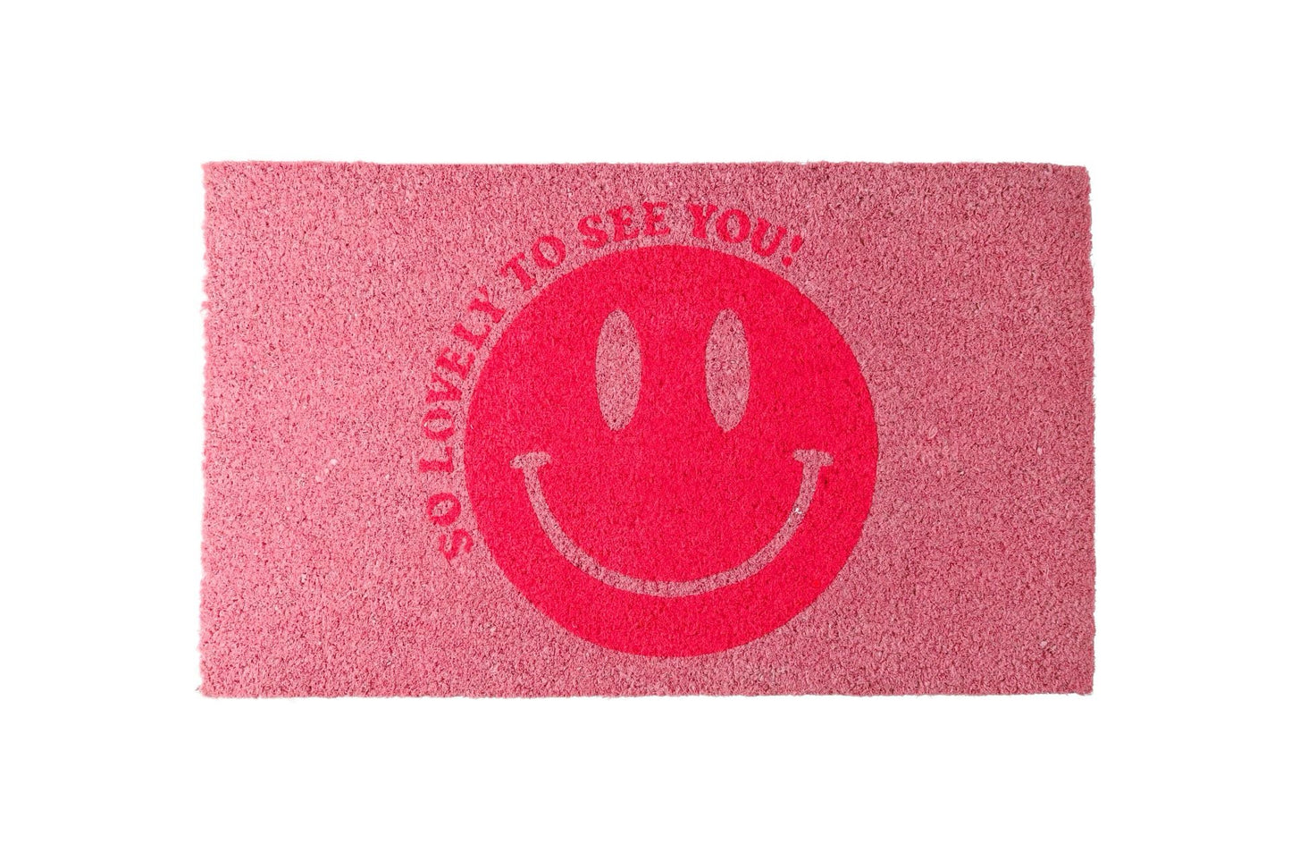 FUSSMATTE, "So lovely to see you", lachendes Gesicht, rosa