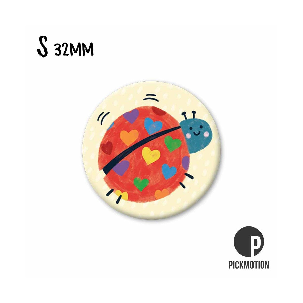 Magneet rond 32mm "Lieveheersbeestje Harten"