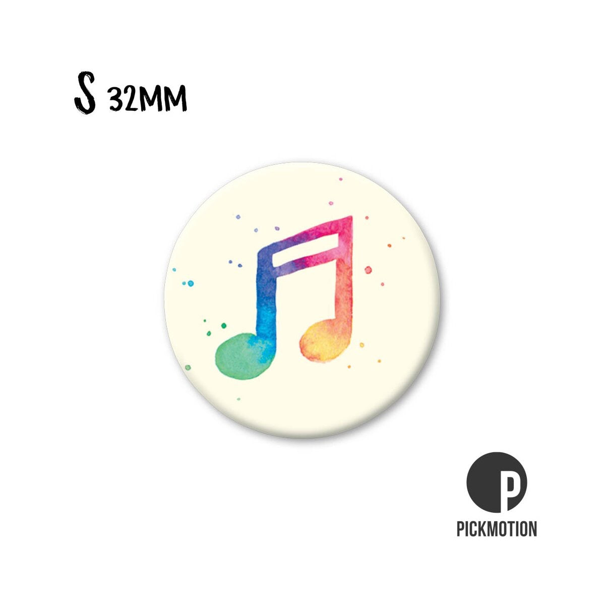 Magnet rund 32mm "Regenbogen Musiknote"