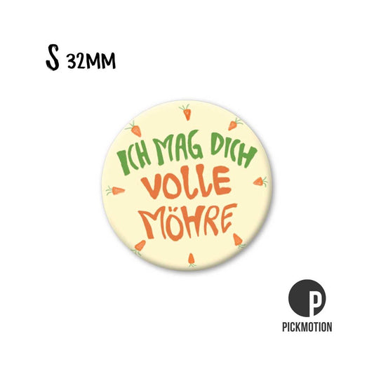 Magneet rond 32 mm "Ik vind je volle wortel"