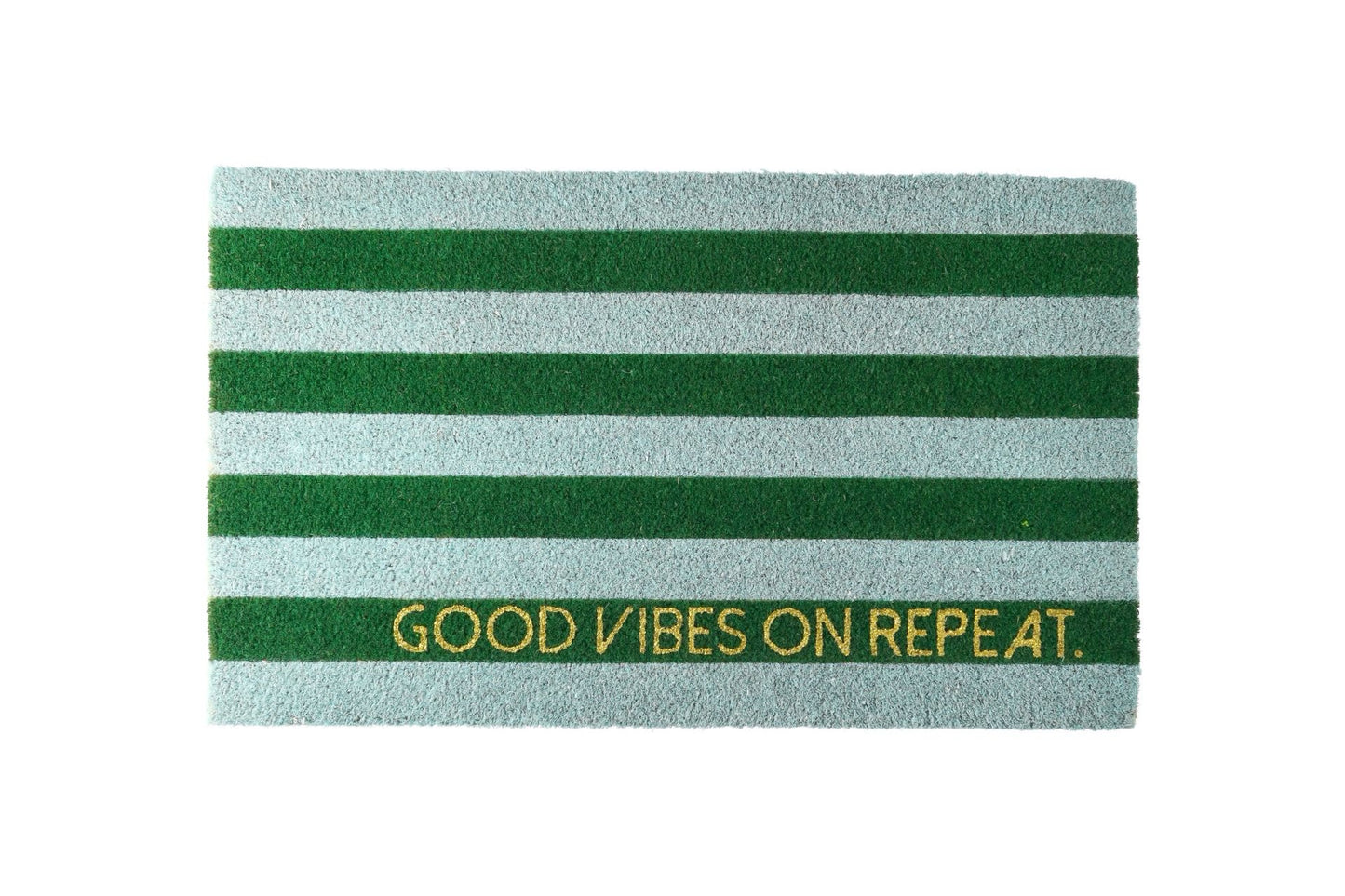 FUSSMATTE, "Good vibes on repeat, gestreift, blau / grün