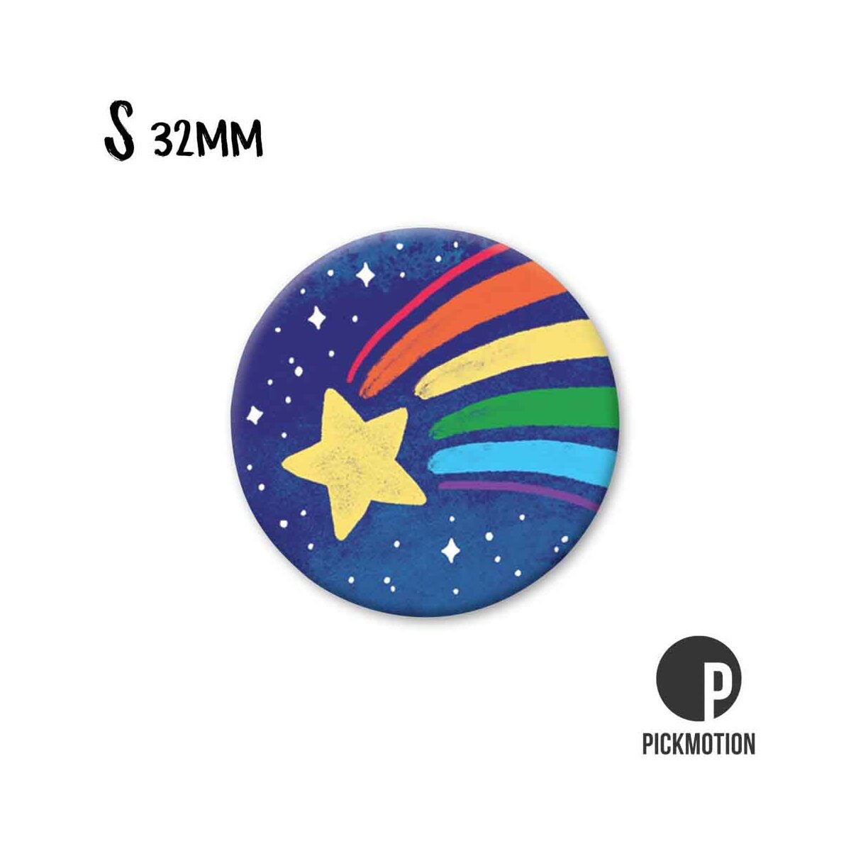 Magnet rund 32mm "Regenbogen Sternschnuppe"