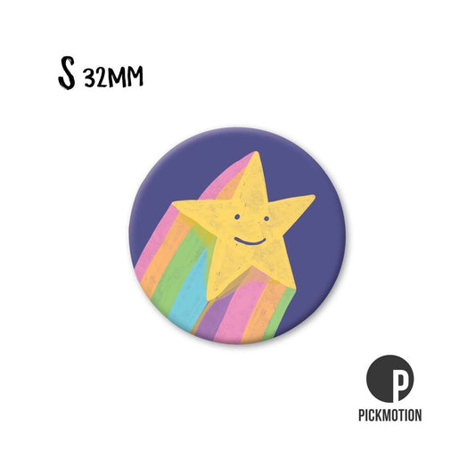 Magneet rond 32 mm "Regenboog Vallende Ster"