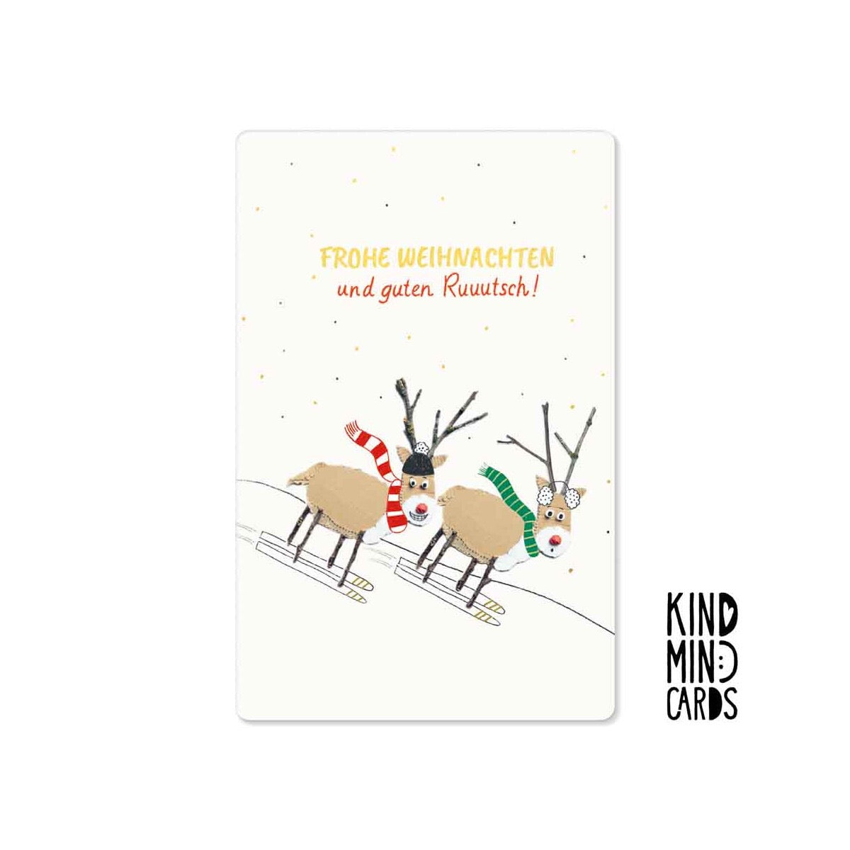 Kind Mind Card "Merry Christmas Ski Reindeer"