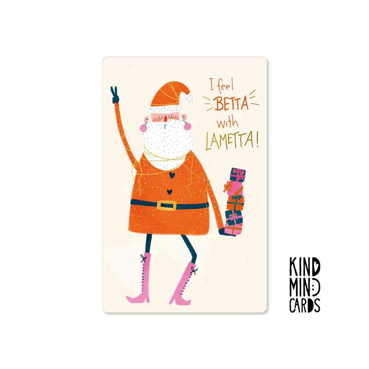 Kind Mind Card "Ik voel me beter met lametta Santa"