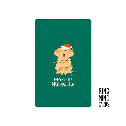 Kind Mind Card "Fijne feestdagen lichtsnoerhond"