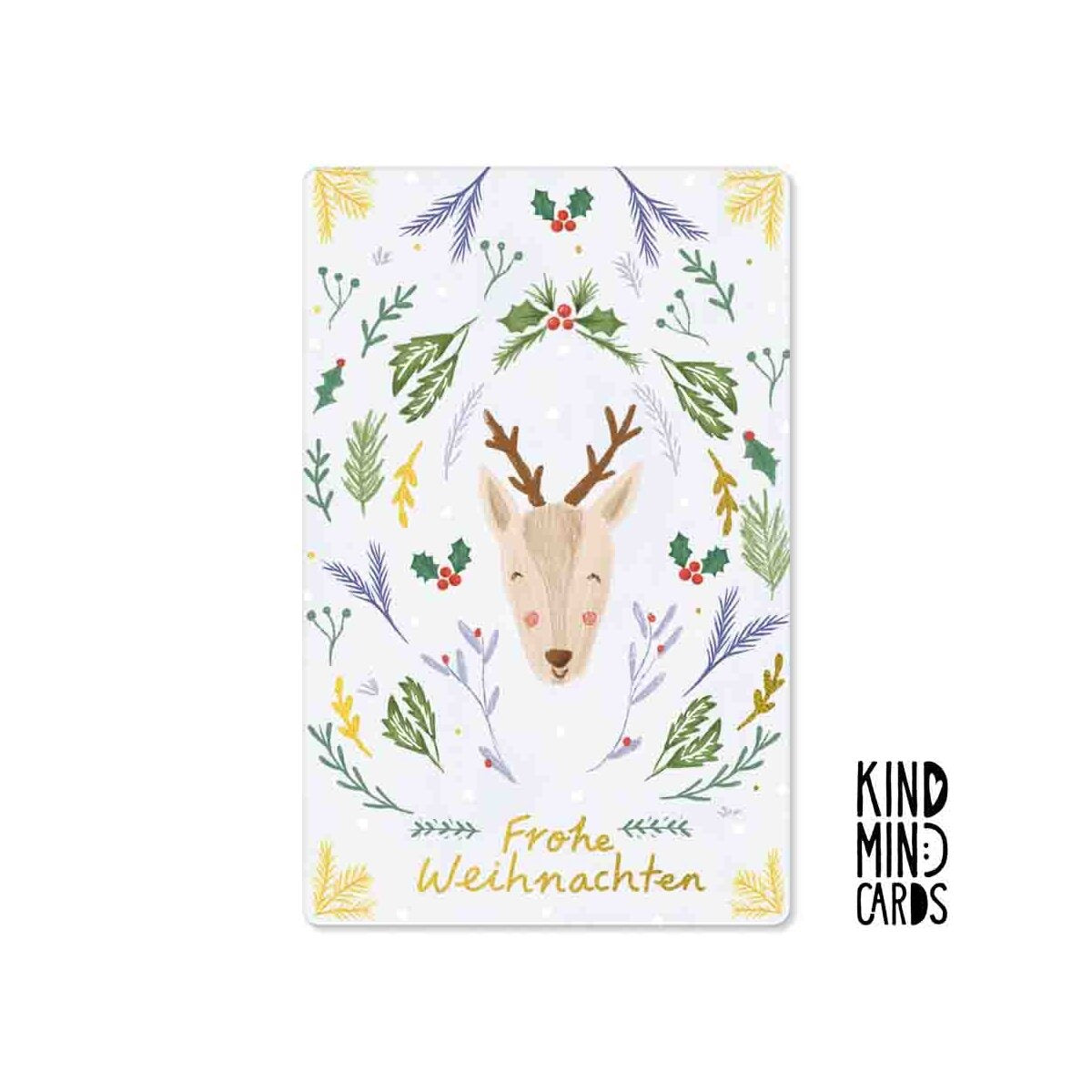 Kind Mind Card "Merry Christmas Reindeer Pattern"