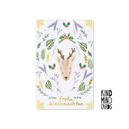 Kind Mind Card "Fijne kerstdagen rendierpatroon"