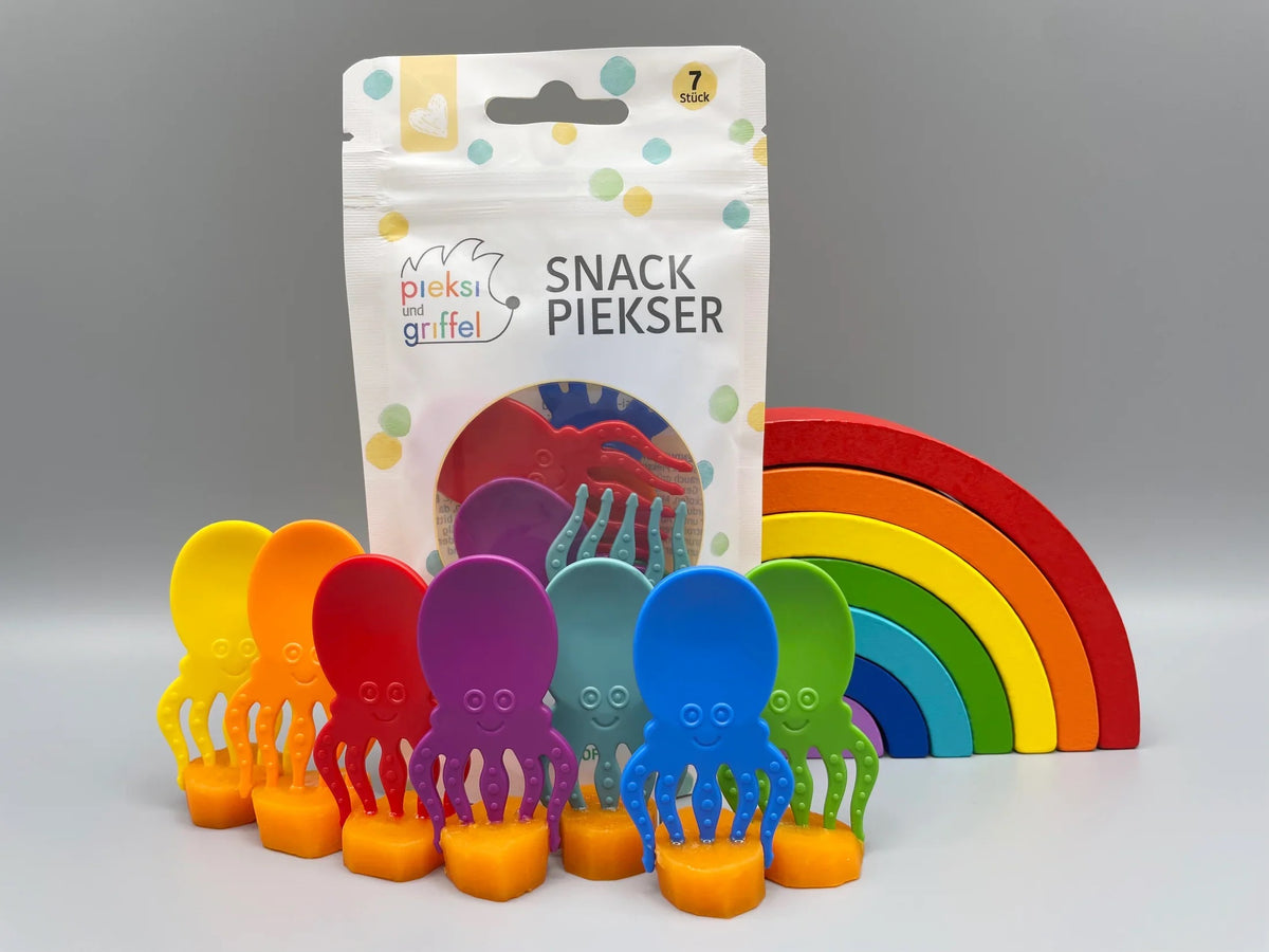 Pieksi 7er Set „Ocean’s Seven“ – Tintenfisch Snack-Piekser 🐙