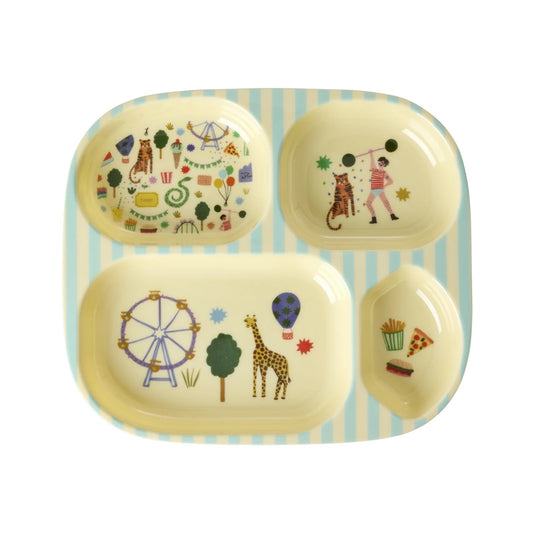 Melamin Kinderteller mit 4er Einteilung - mint- Fun Fair Print