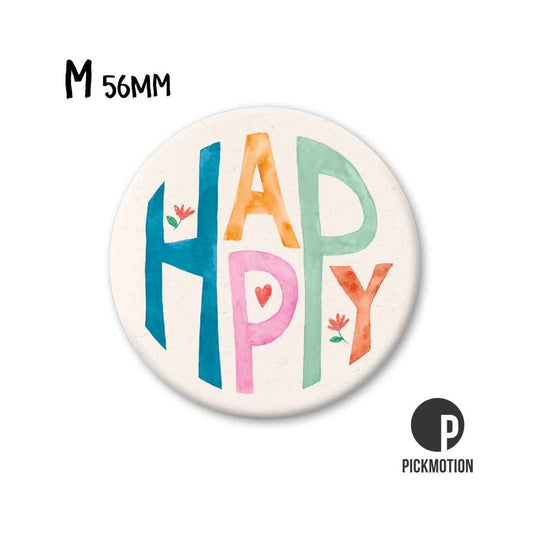 Magnet rund 56mm "Happy"