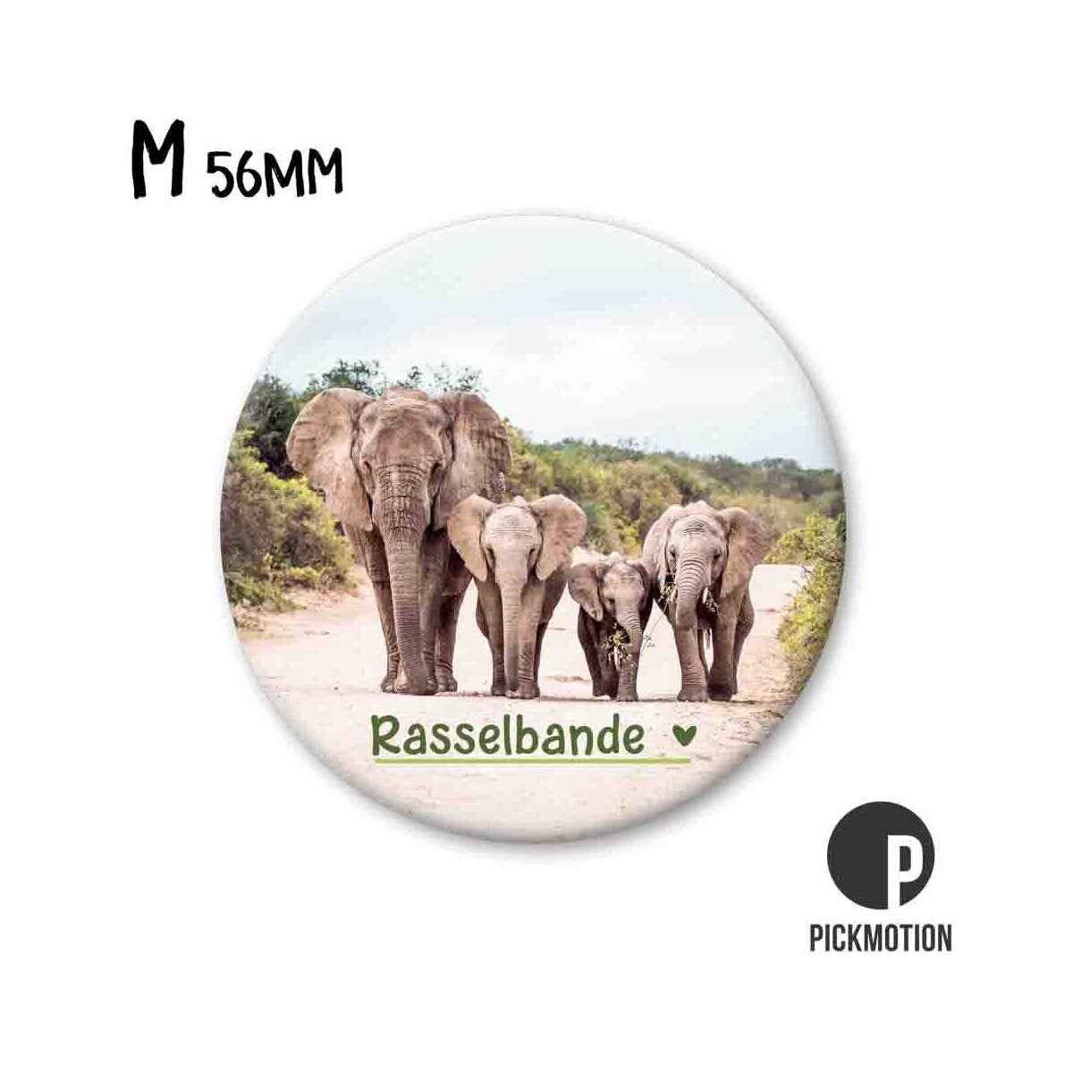 Magneet rond 56 mm "Rasselbande Olifanten"