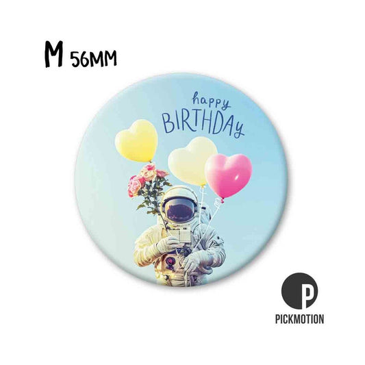 Magneet rond 56mm "Happy Birthday Astronaut"