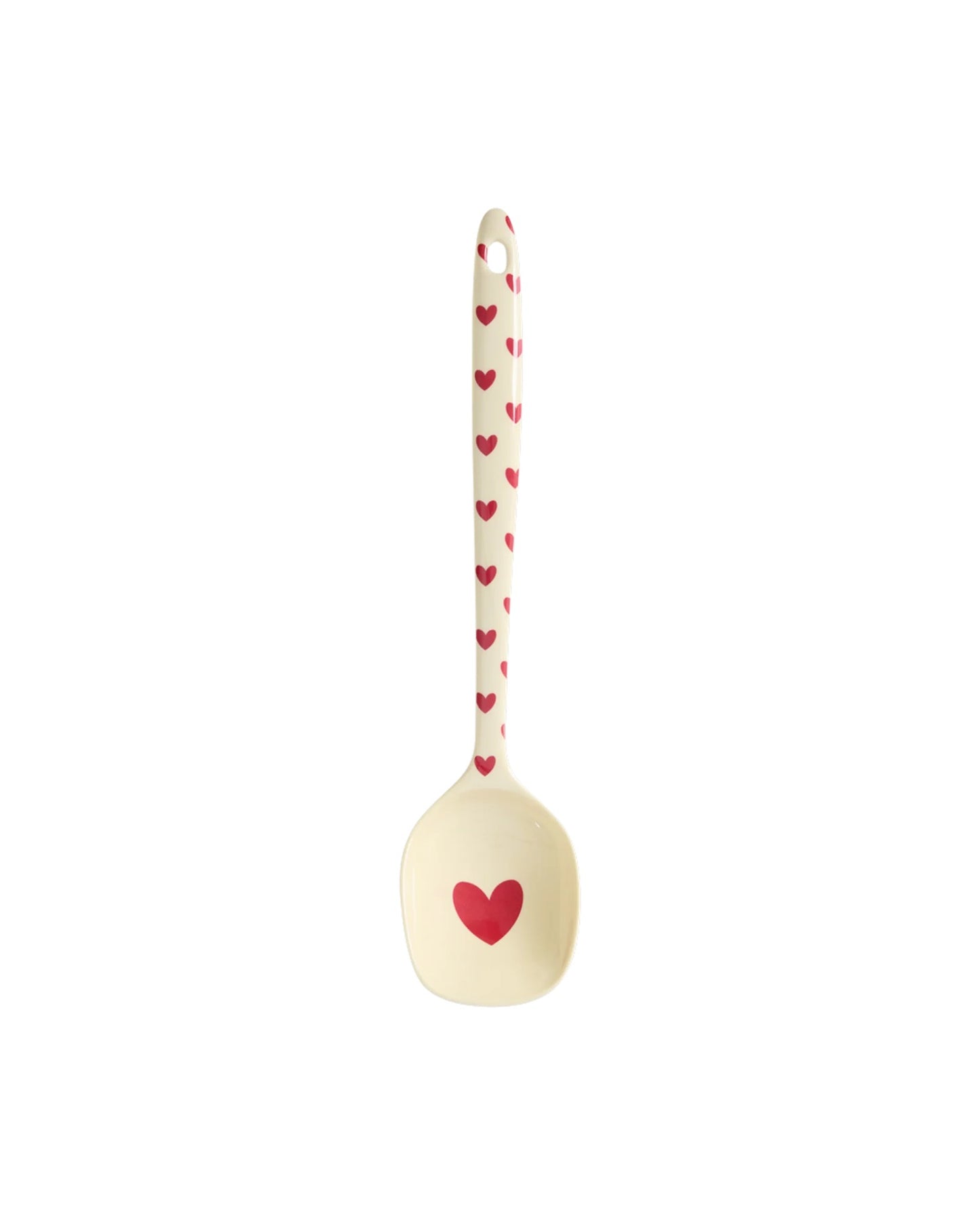 Rice Melamine Cooking Spoon - Cream - Favorite Heart Print