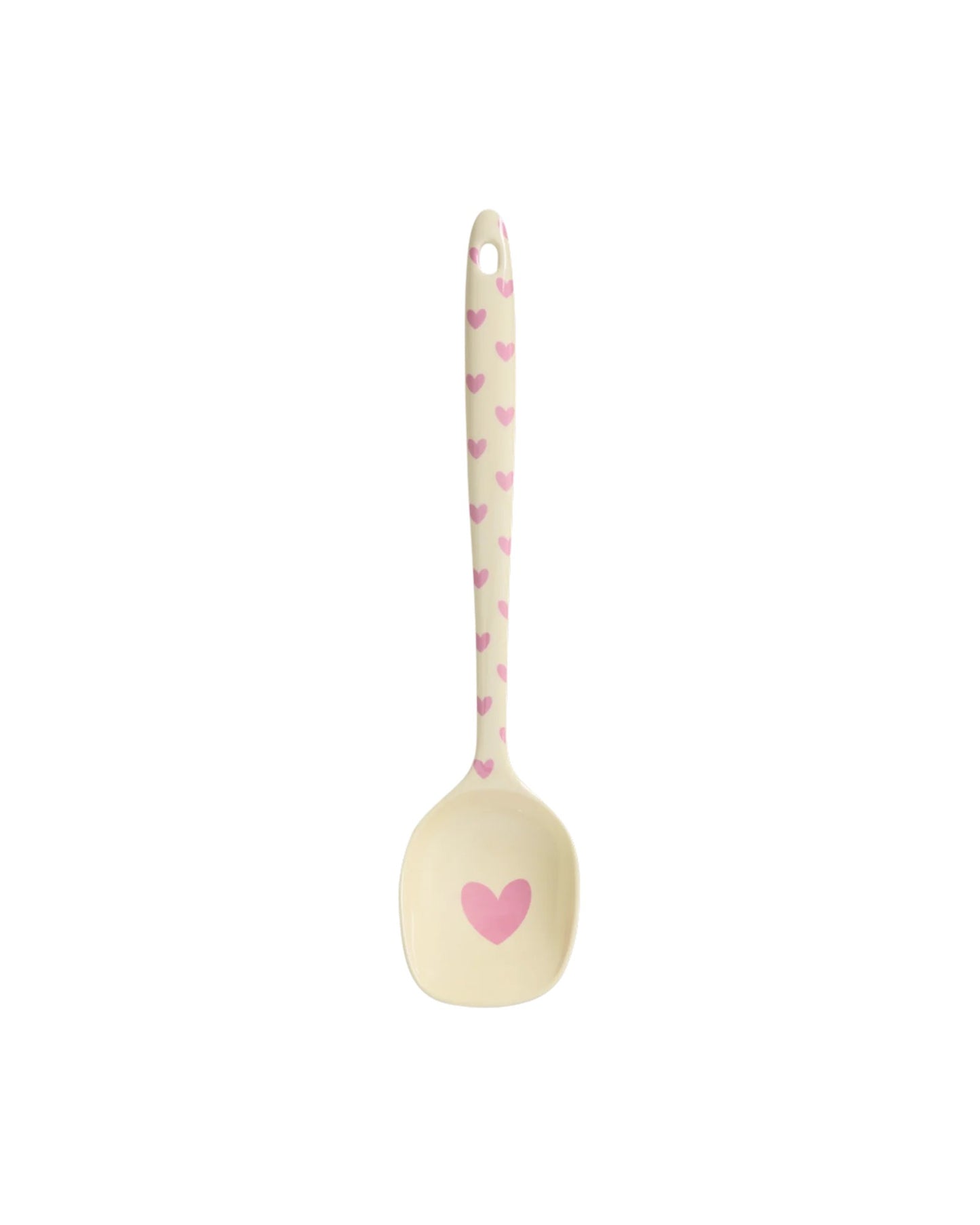 Rice Melamine Cooking Spoon - Cream - Favorite Heart Print