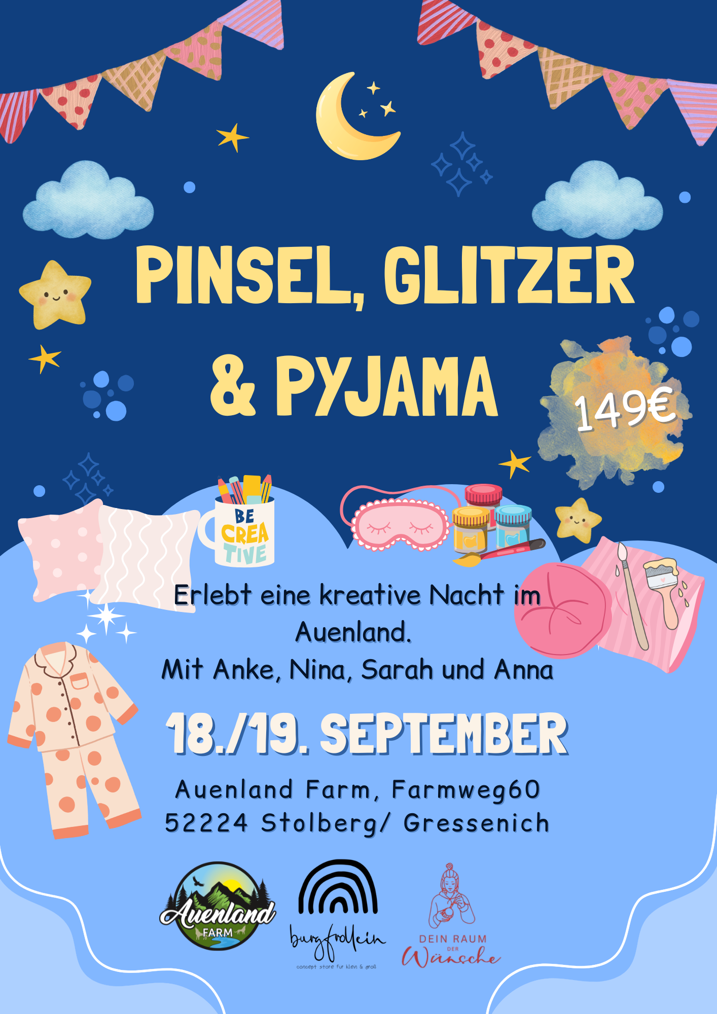Pinsel, Glitzer & Pyjama - Die kreative Mädeslauszeit im Auenland 18. - 19. September