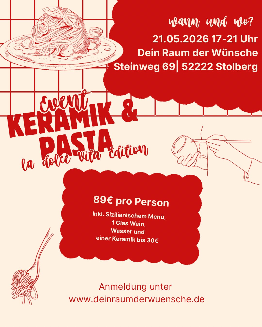 Ceramics & Pasta -La dolce vita- Edition May 21, 2026, 5-9 PM
