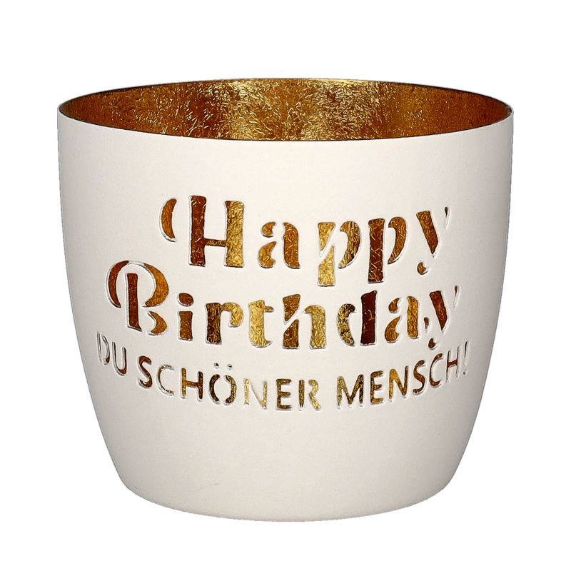 Madras Windlicht "Happy Birthday du schöner Mensch"