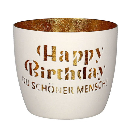 Madras Windlicht "Happy Birthday du schöner Mensch"