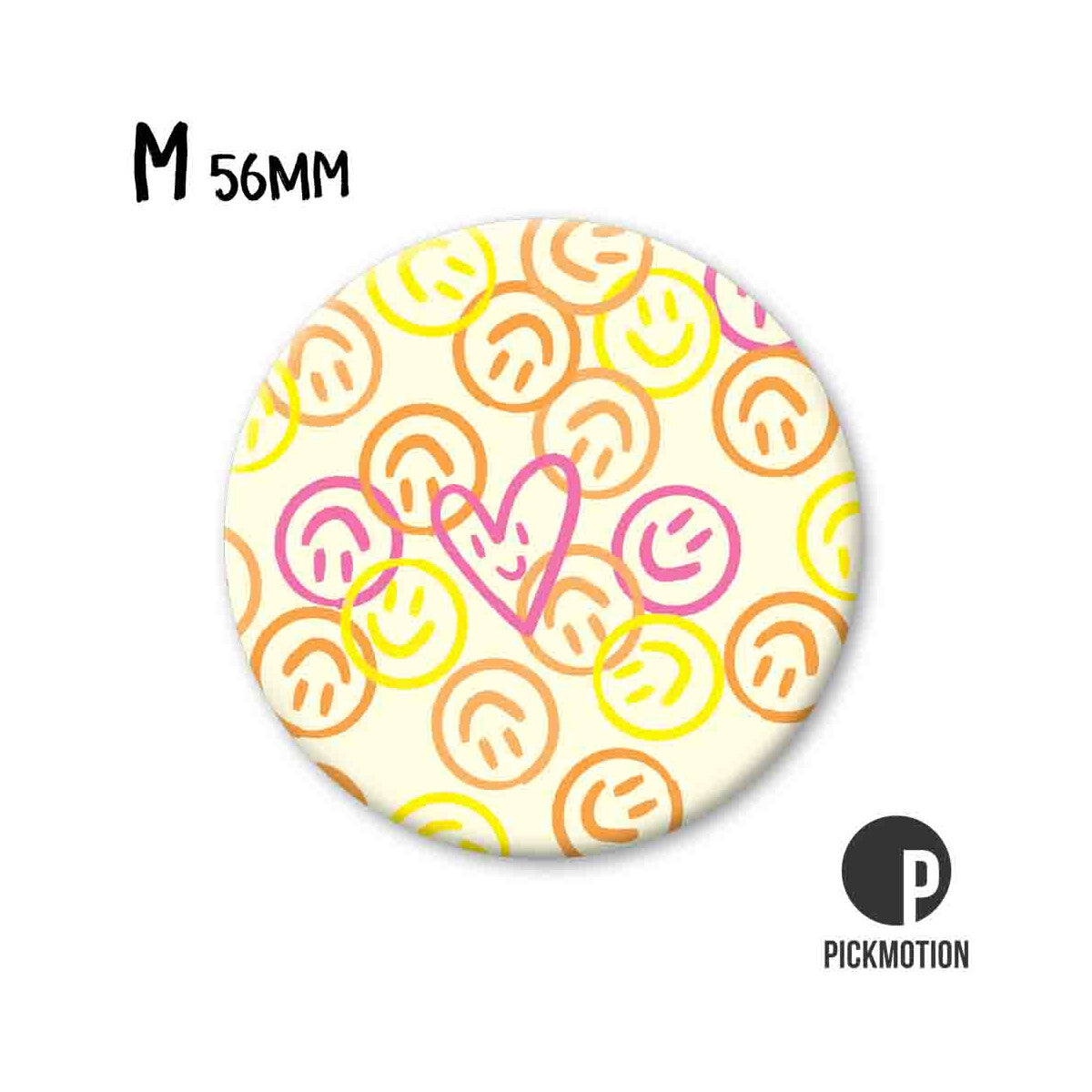 Magneet rond 56 mm "smiley-hartjesmix