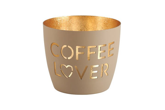 Windlicht Coffee Lover sandstone/gold