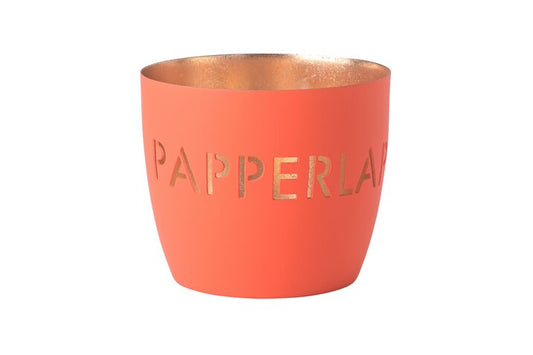 Windlicht Papperlapapp neon orange/gold