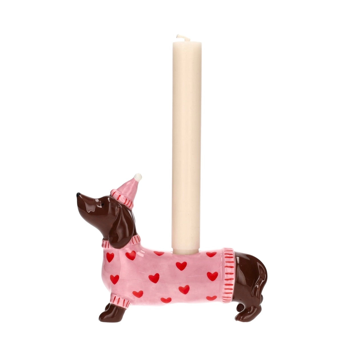 Mignon Kerzenhalter „Dackel mit Herzen“ – Rosa
