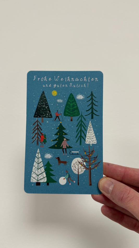 Lunacard Postkarte "Weihnachtsbäume"
