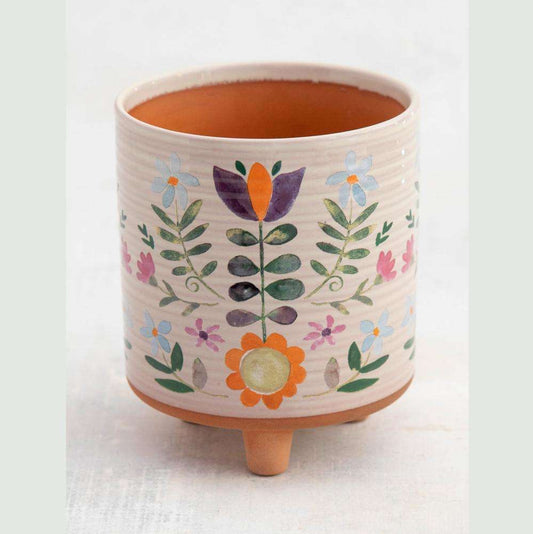 Blumenübertopf Artisan Planter Cream Folk Floral