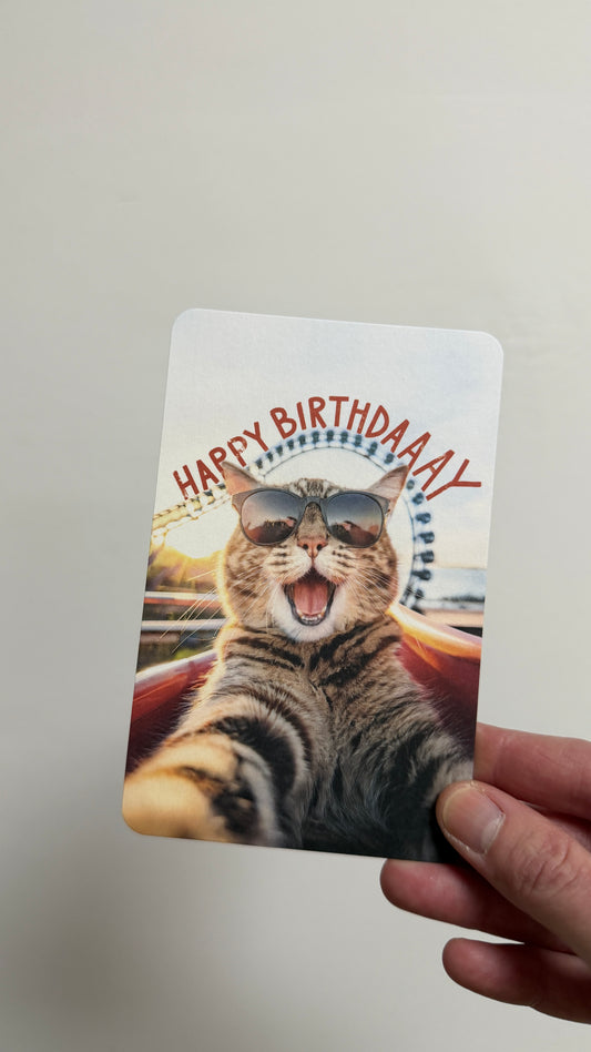 Kind Mind Card "Happy Birthday Rollercoaster Cat"