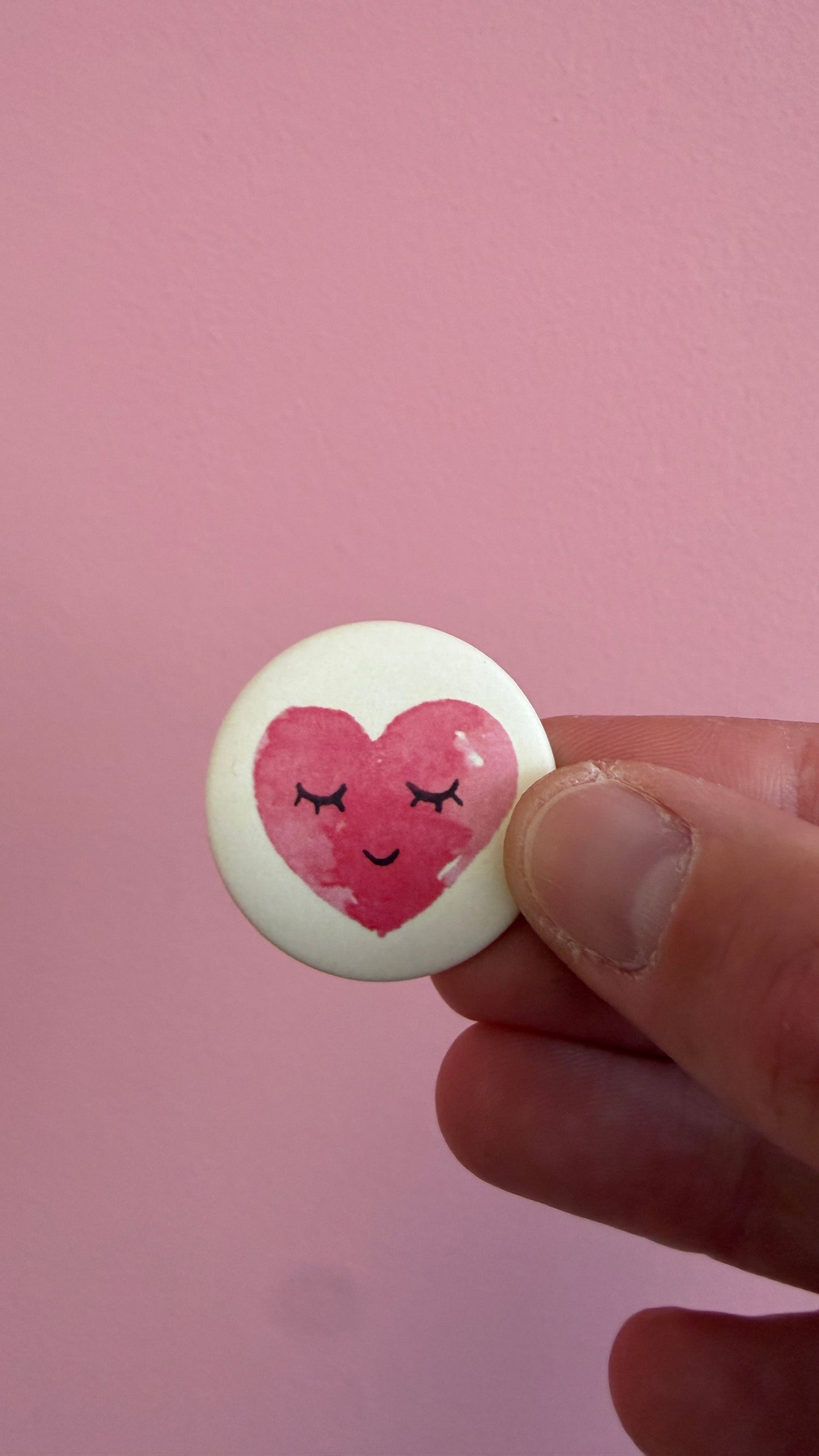Magneet rond 32 mm "Roze hartje"
