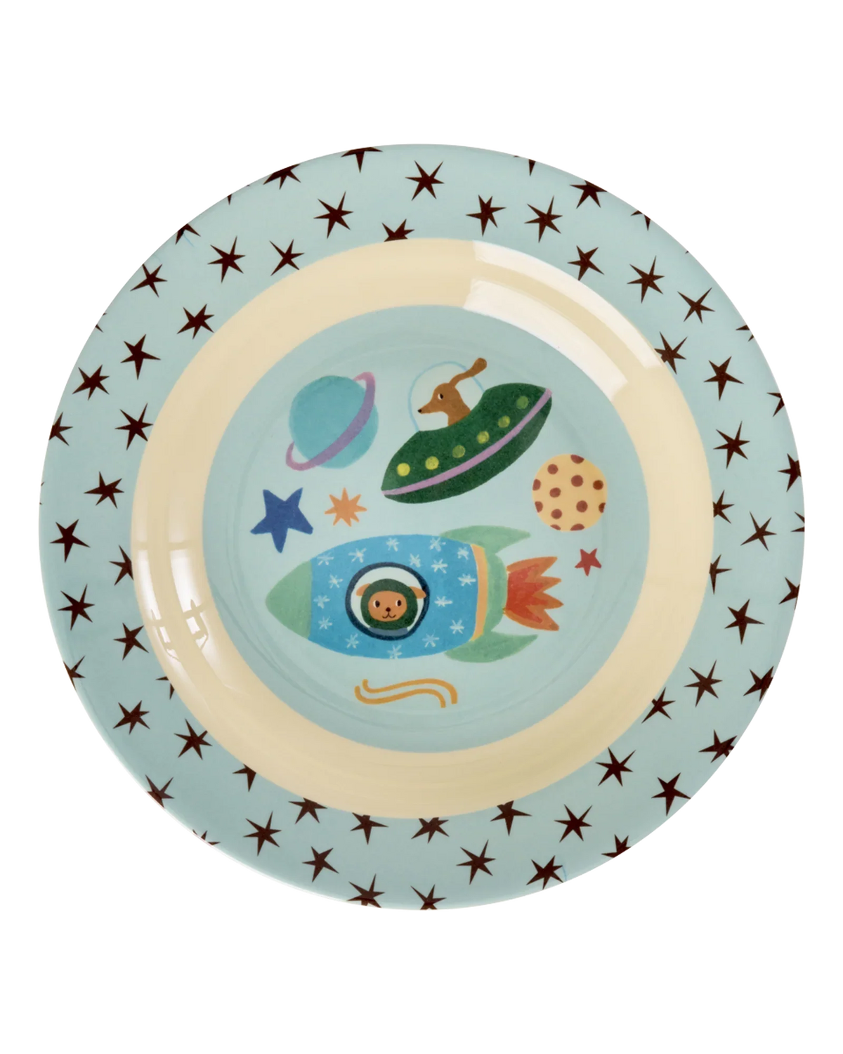 Kinderteller "Dogs in Space" mit Weltall-Motiv von Rice