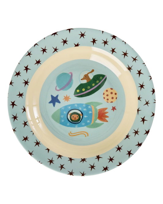 Kinderteller "Dogs in Space" mit Weltall-Motiv von Rice
