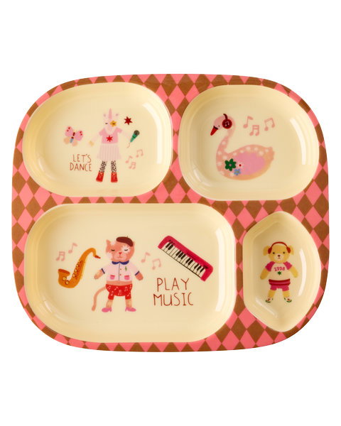 RICE Kids 4 Room Plate – Music Band Pink
