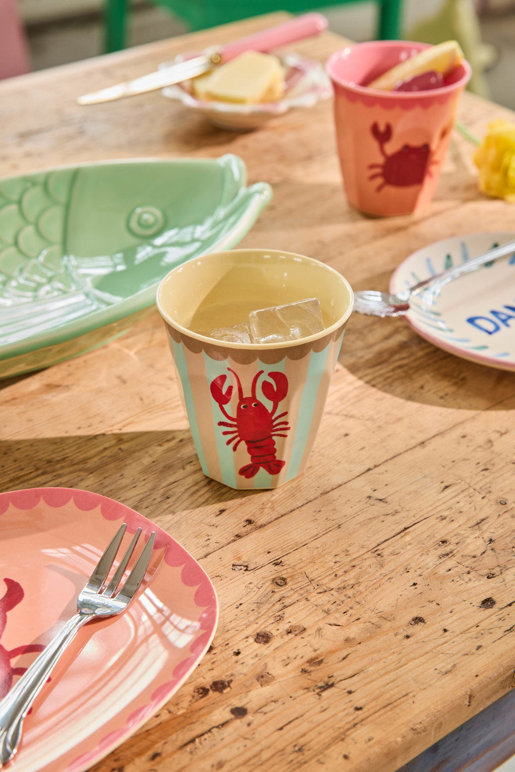 Mok van melamine, middelgroot, lichtblauw, New Lobster Print