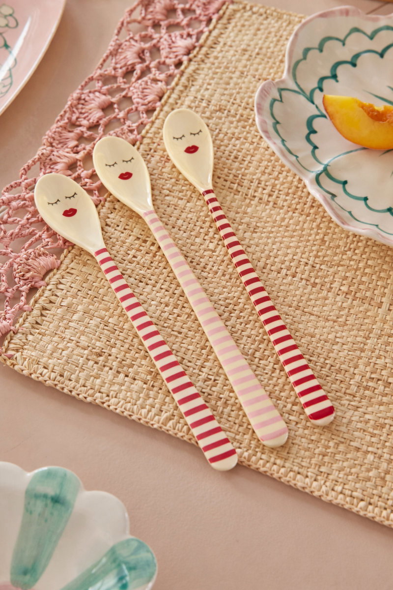 RICE Melamin Lattelöffel – Pink & Rot gestreift verschiedene Farben