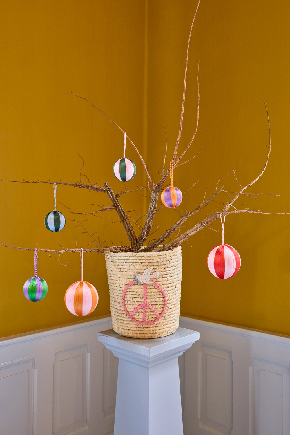 RICE Weihnachtskugeln gestreift | 3er-Set bunt