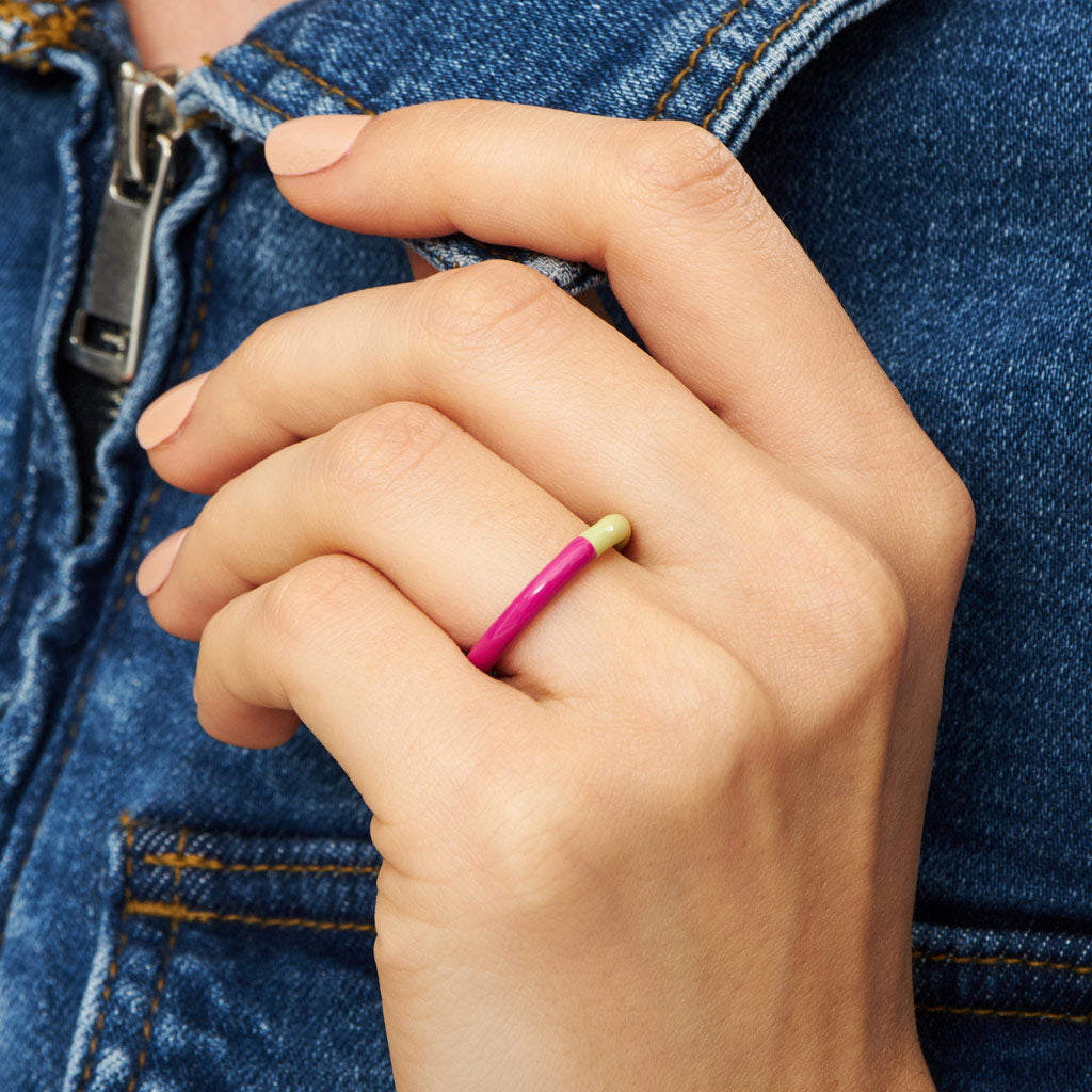 LULU Copenhagen Double Color Ring – PLUM-SILK LIGHT CREAM