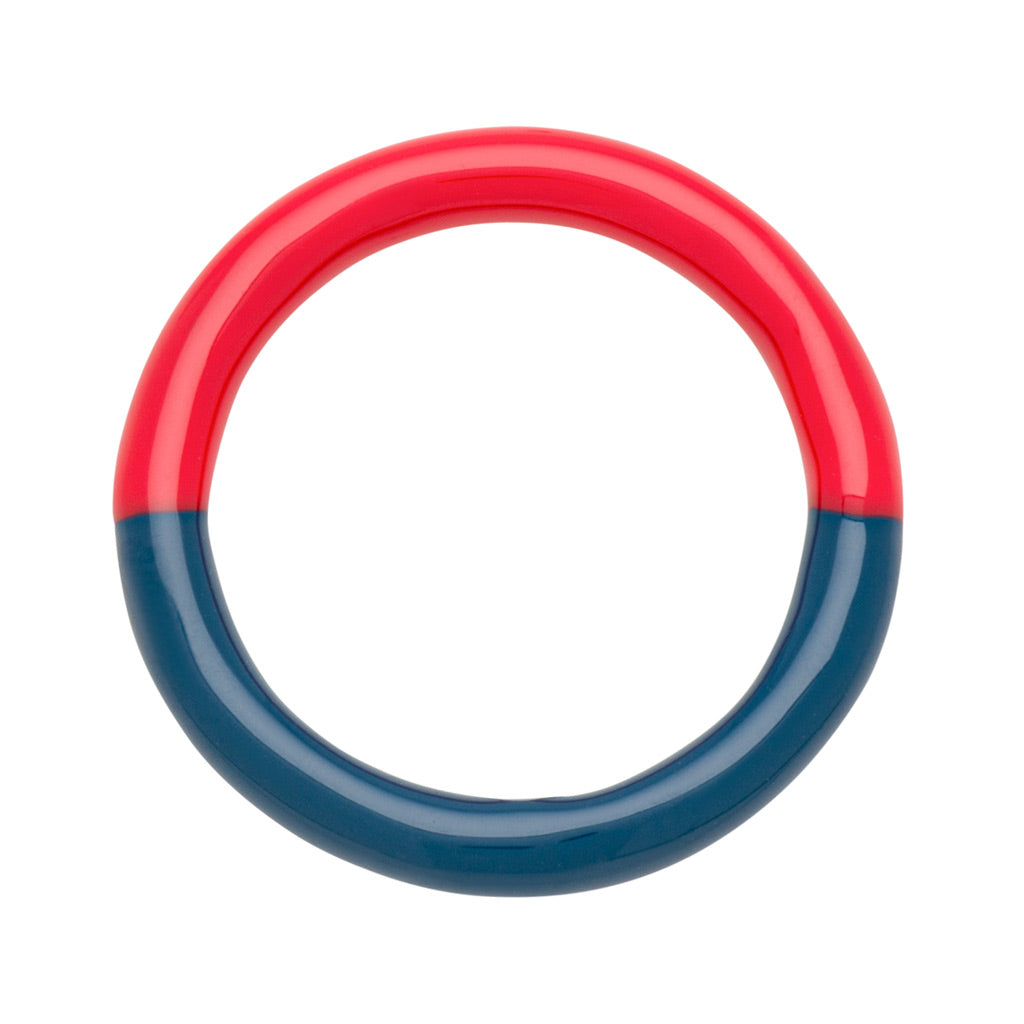 LULU Copenhagen Double Color Ring – Retro Dark Blue / Hot Coral