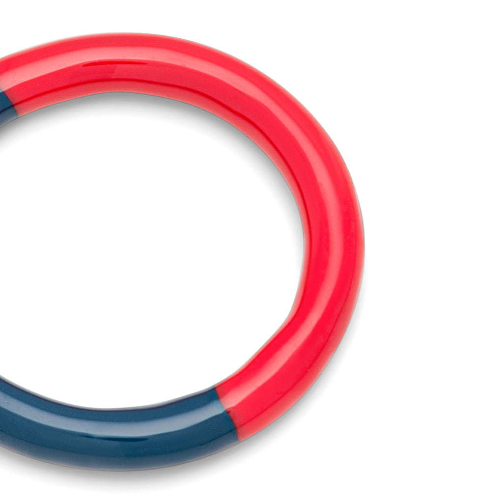 LULU Copenhagen Double Color Ring – Retro Dark Blue / Hot Coral
