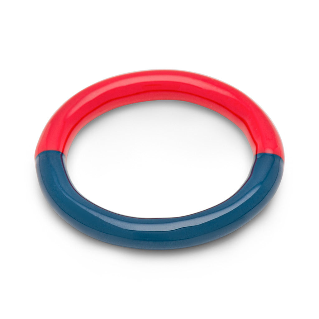 LULU Copenhagen Double Color Ring – Retro Dark Blue / Hot Coral