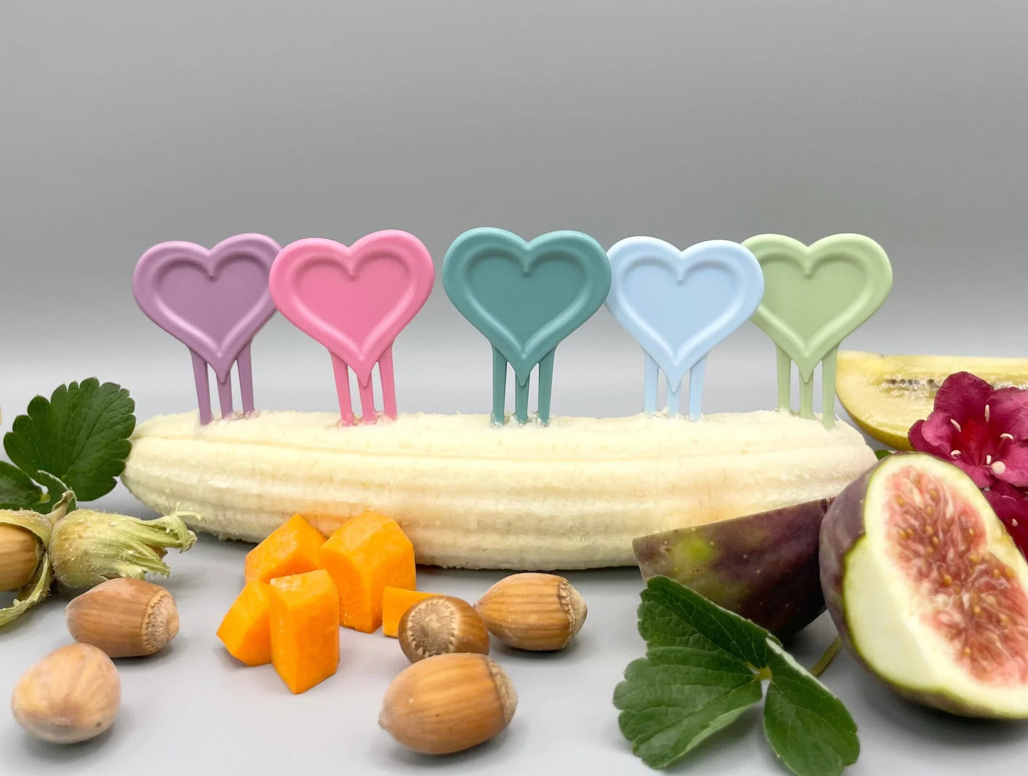 Heart Snack Picks "Love is all we need" by Pieksi & Griffel, Set of 5