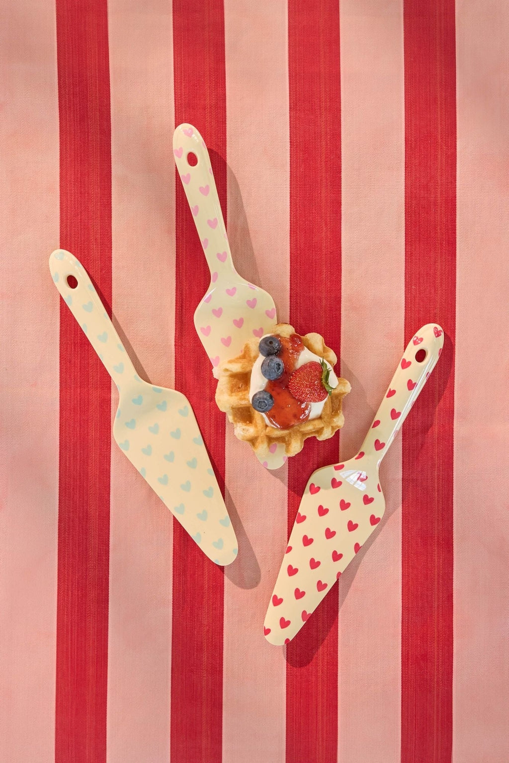 Rice Melamine Taartschep - Crème - Favorite Heart Print
