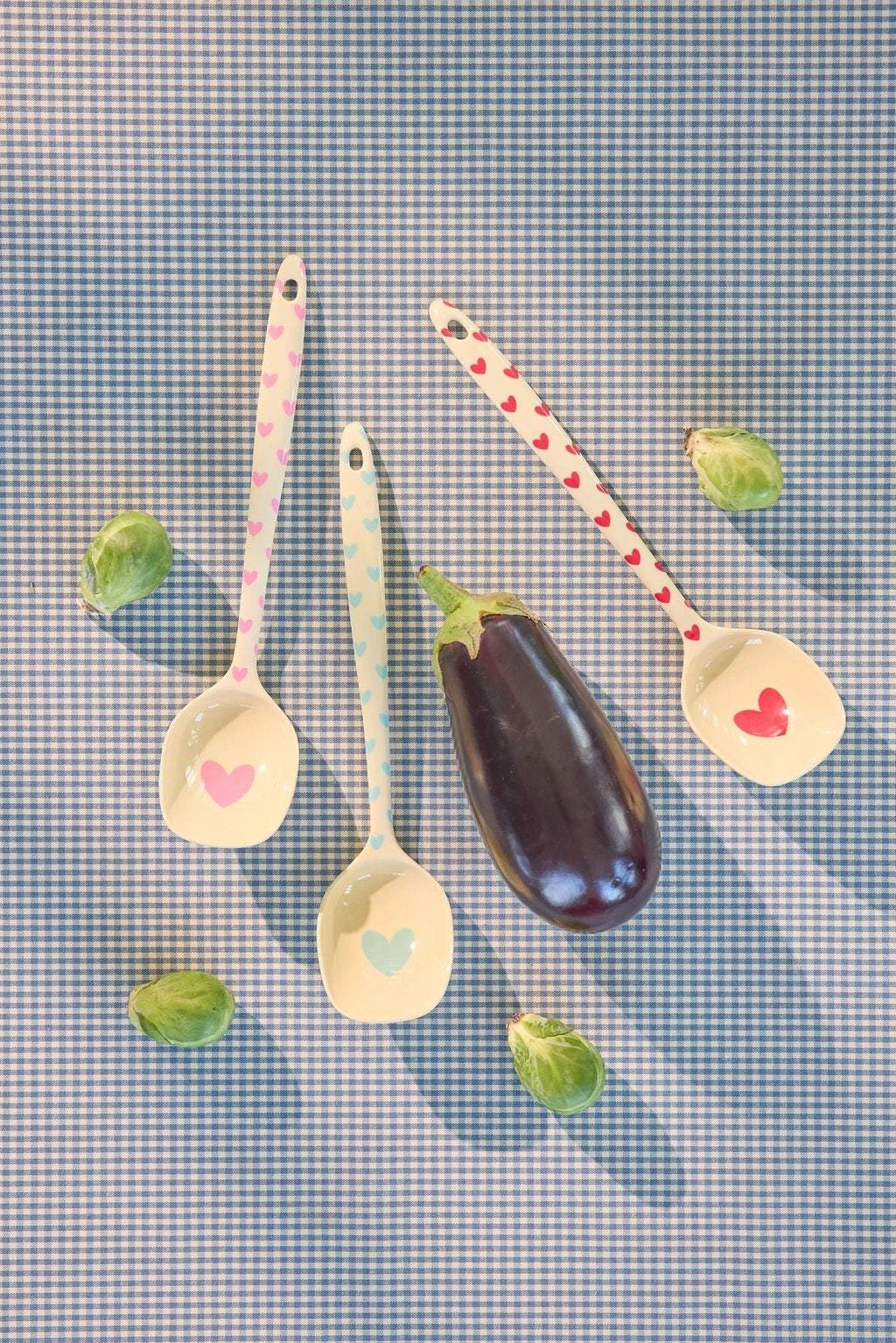 Rice Melamine Cooking Spoon - Cream - Favorite Heart Print