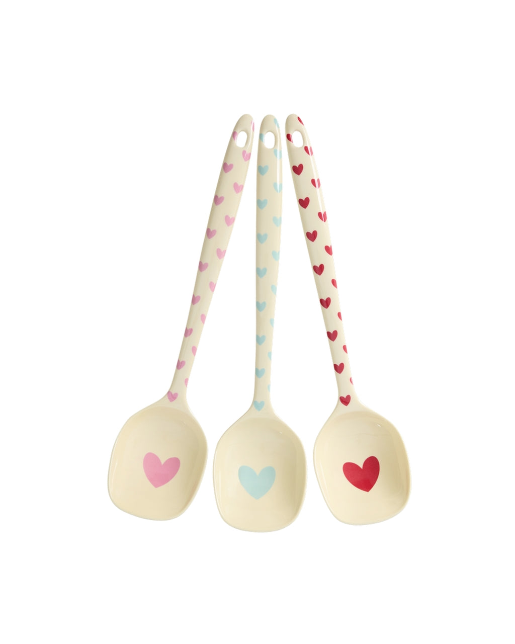 Rice Melamine Cooking Spoon - Cream - Favorite Heart Print