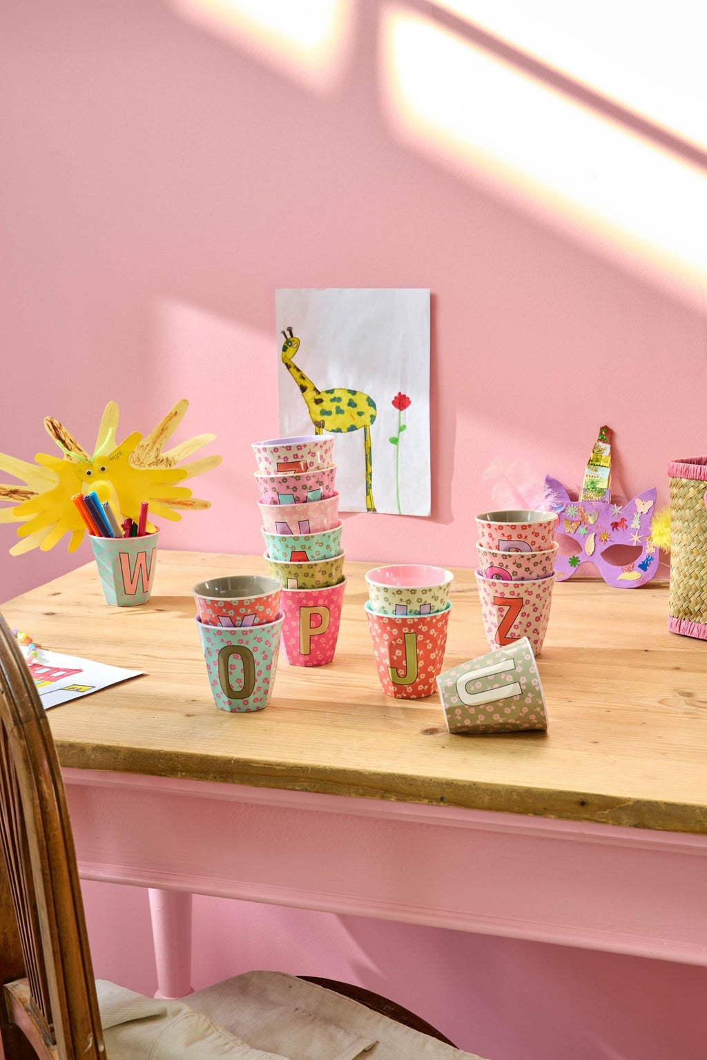 Rice beker medium - Letters Bloemen