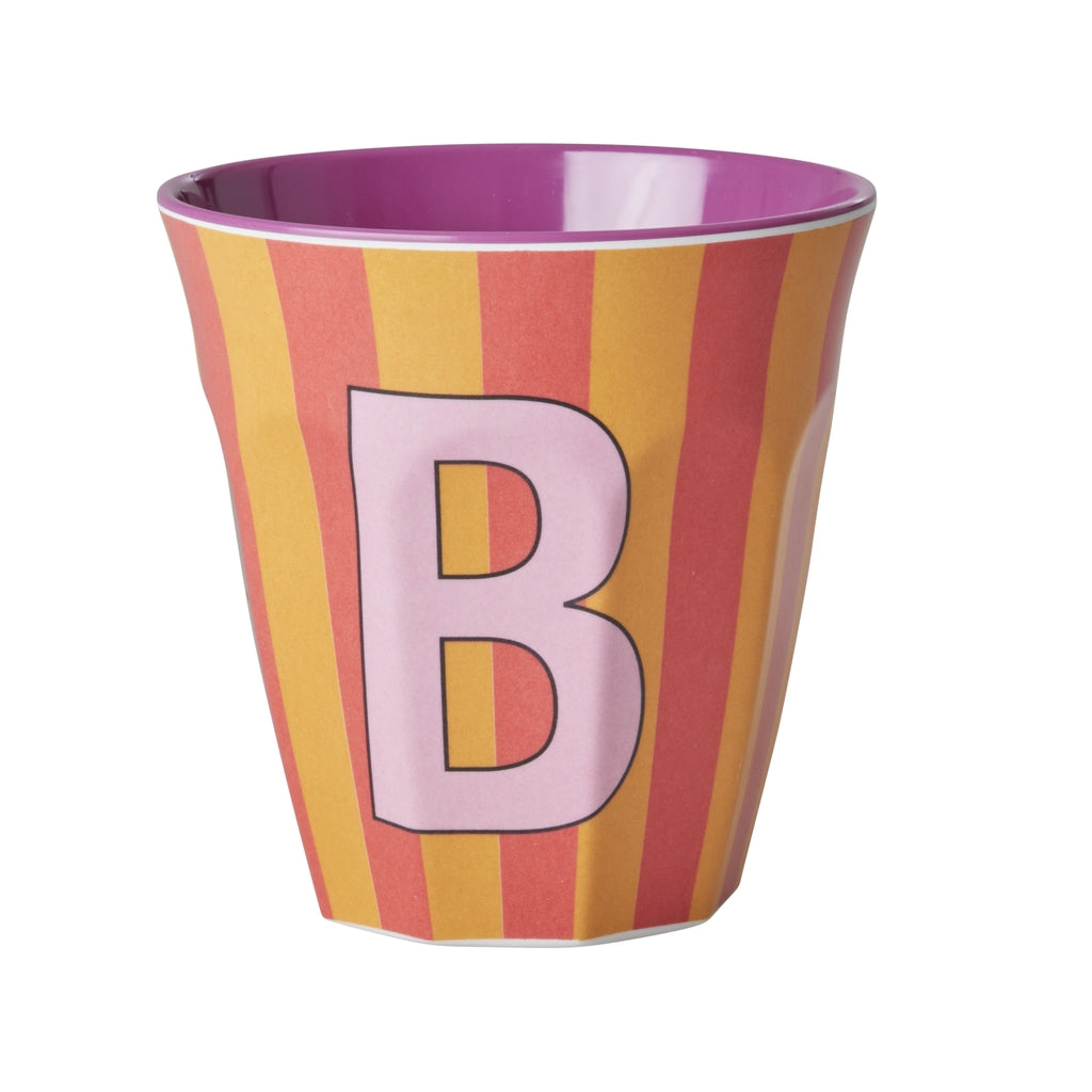 Rice Becher medium - Buchstaben Mehrfarbig - Pink Stripes