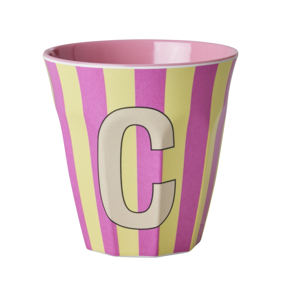 Rice Becher medium - Buchstaben Mehrfarbig - Pink Stripes